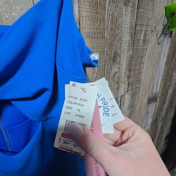 Aqua Blue Slit Maxi Sheath Dress NWT - Picture 4 of 6